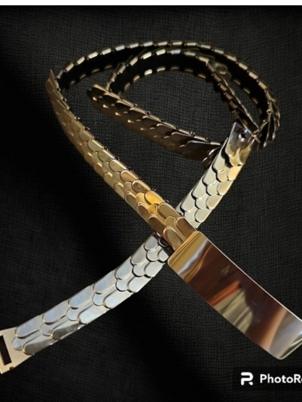Thin Metal Silvertone Scale Snake Elastic Stretch Belt